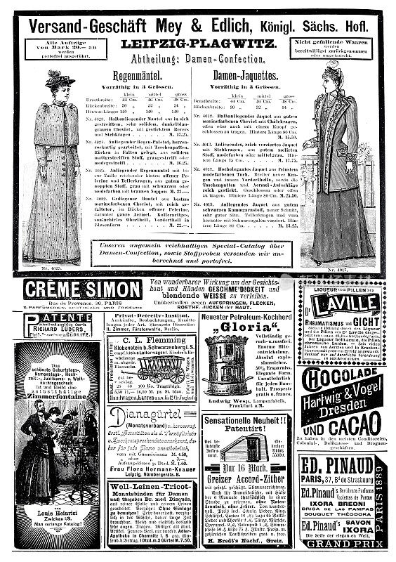 1892年德国杂志上的广告，包括莱比锡的Mey & Edlich
